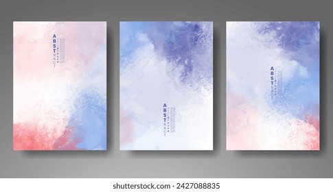 Set of creative hand painted abstract watercolor background. Design for your cover, date, postcard, banner, logo.