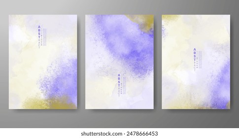 Set of creative hand painted abstract watercolor background. Design for your cover, date, postcard, banner, logo.