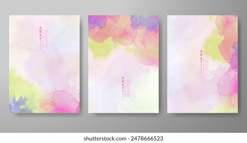 Set of creative hand painted abstract watercolor background. Design for your cover, date, postcard, banner, logo.