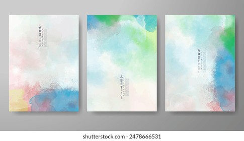 Set of creative hand painted abstract watercolor background. Design for your cover, date, postcard, banner, logo.