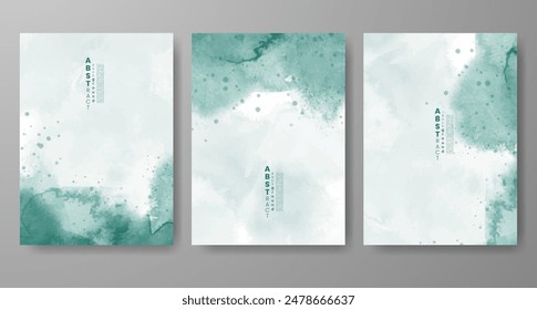 Set of creative hand painted abstract watercolor background. Design for your cover, date, postcard, banner, logo.