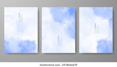 Set of creative hand painted abstract watercolor background. Design for your cover, date, postcard, banner, logo.
