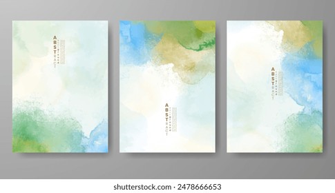 Set of creative hand painted abstract watercolor background. Design for your cover, date, postcard, banner, logo.