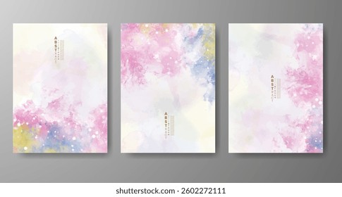 Set of creative hand painted abstract watercolor background. Design for your cover, date, postcard, banner, logo.