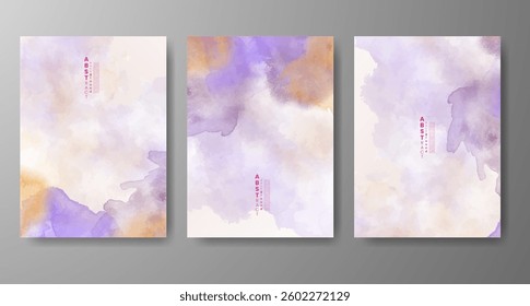 Set of creative hand painted abstract watercolor background. Design for your cover, date, postcard, banner, logo.