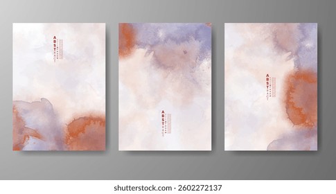 Set of creative hand painted abstract watercolor background. Design for your cover, date, postcard, banner, logo.