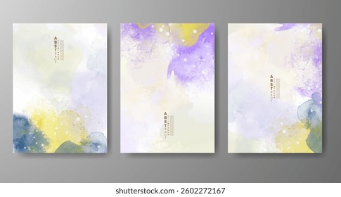 Set of creative hand painted abstract watercolor background. Design for your cover, date, postcard, banner, logo.