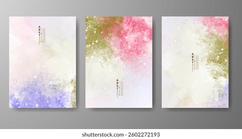 Set of creative hand painted abstract watercolor background. Design for your cover, date, postcard, banner, logo.