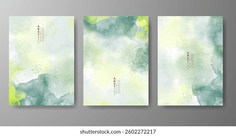 Set of creative hand painted abstract watercolor background. Design for your cover, date, postcard, banner, logo.