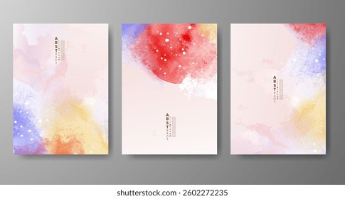 Set of creative hand painted abstract watercolor background. Design for your cover, date, postcard, banner, logo.
