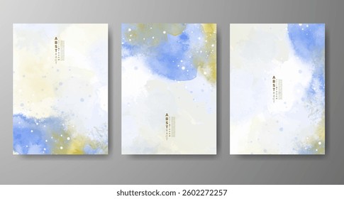 Set of creative hand painted abstract watercolor background. Design for your cover, date, postcard, banner, logo.