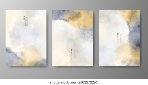 Set of creative hand painted abstract watercolor background. Design for your cover, date, postcard, banner, logo.