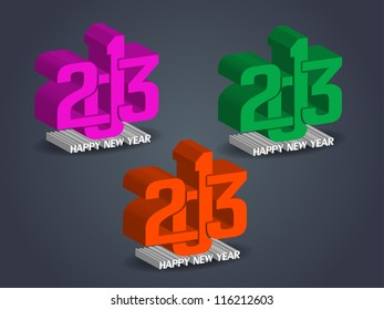 set of creative happy new year 2013 design elements in three colors.