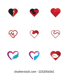set of creative heart logo and symbol design vector template