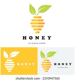 set of creative honey logo with slogan template