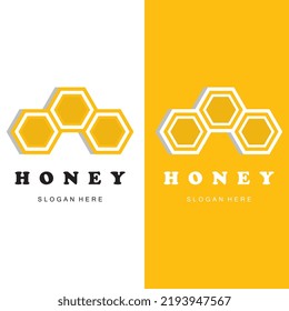 conjunto de logotipo creativo de miel con plantilla de lema
