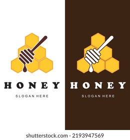 conjunto de logotipo creativo de miel con plantilla de lema