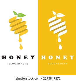 set of creative honey logo with slogan template