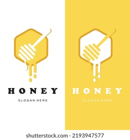 set of creative honey logo with slogan template