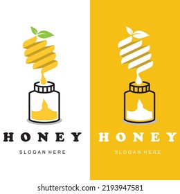 set of creative honey logo with slogan template