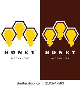 set of creative honey logo with slogan template