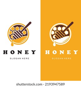 set of creative honey logo with slogan template