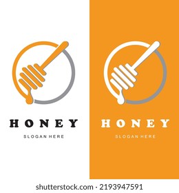 conjunto de logotipo creativo de miel con plantilla de lema