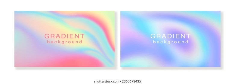 Set of creative horizontal gradient backgrounds with abstract waves. For covers, wallpapers, banners, branding, business cards and other projects. For web and print.