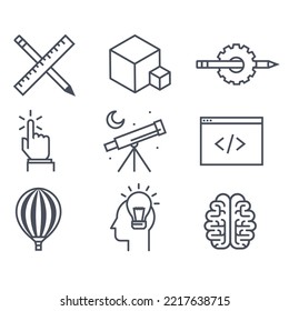 set creative icon illustration, idea. flat style icon vector design.
