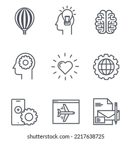 set creative icon illustration, idea. flat style icon vector design.