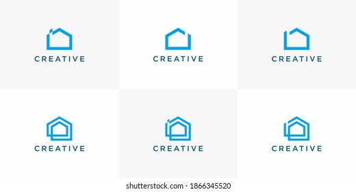 set creative icon logo template home building
