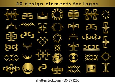 Set Creative icon monogram design elements with business card graceful template. Elegant line art abstract logo design. Corporate company emblem luxury style. Fashion sign symbol. Vector illustration