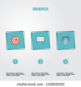 Set of creative icons flat style symbols with target, knowledge, bezier curve and other icons for your web mobile app logo design.