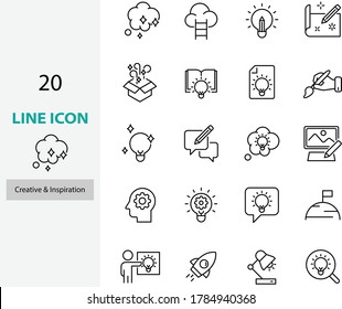 set of creative icons, idea, concept, bulb, thinks