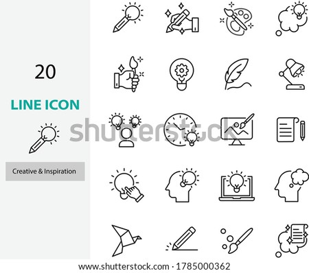 set of creative icons, idea, concept, bulb, brainstorm