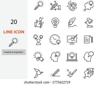 set of creative icons, idea, thinking, inspiration