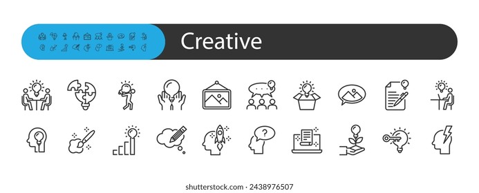 set of creative icons, think, brainstorm