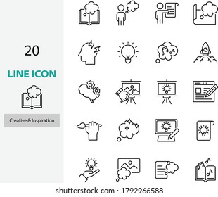 set of creative icons, thinks, idea, bulb