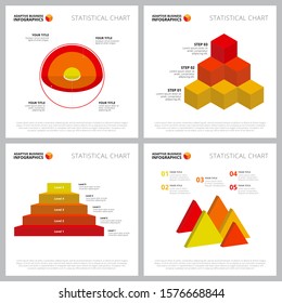 Set of creative infographic outline can be used for web design, presentation slide, advertising. Business concept with pyramid, step charts