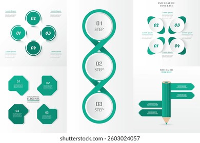 Set of creative infographic templates with 3 and 4 steps, options, parts or processes.