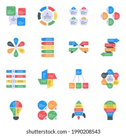 Set von kreativen Infografiken - Flachsymbole