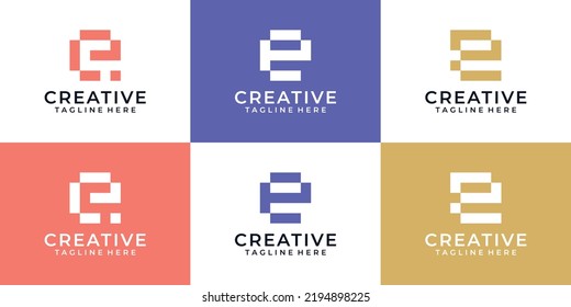 Set of creative initial letter e logo vector