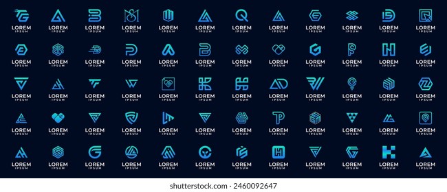 Set of creative initial letter logo designs. Abstract symbol for business, digital technology, etc