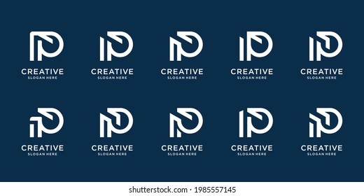 Set of creative initial P logo template. icons for business of company, inspiration, elegant, corporate, identity. Premium Vector