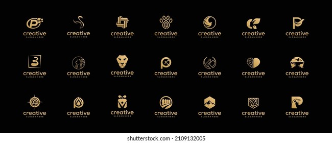Set of creative initials letters minimalist logo design template
