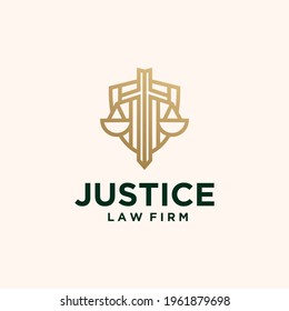 Set creative justice logo in gold