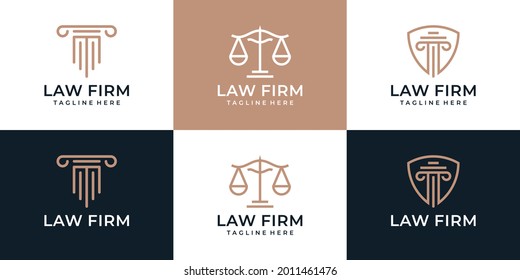 Set of creative law firm justice element logo design attorney legal jury. Logo can be used for icon, brand, identity, shape, mark, and judge