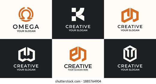 set of creative letter abstract logo design