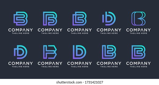 Set of creative letter B logo design inspiration. icons for business of luxury, elegant, simple.