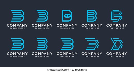 Set of creative letter B logo design inspiration. icons for business of luxury, elegant, simple.